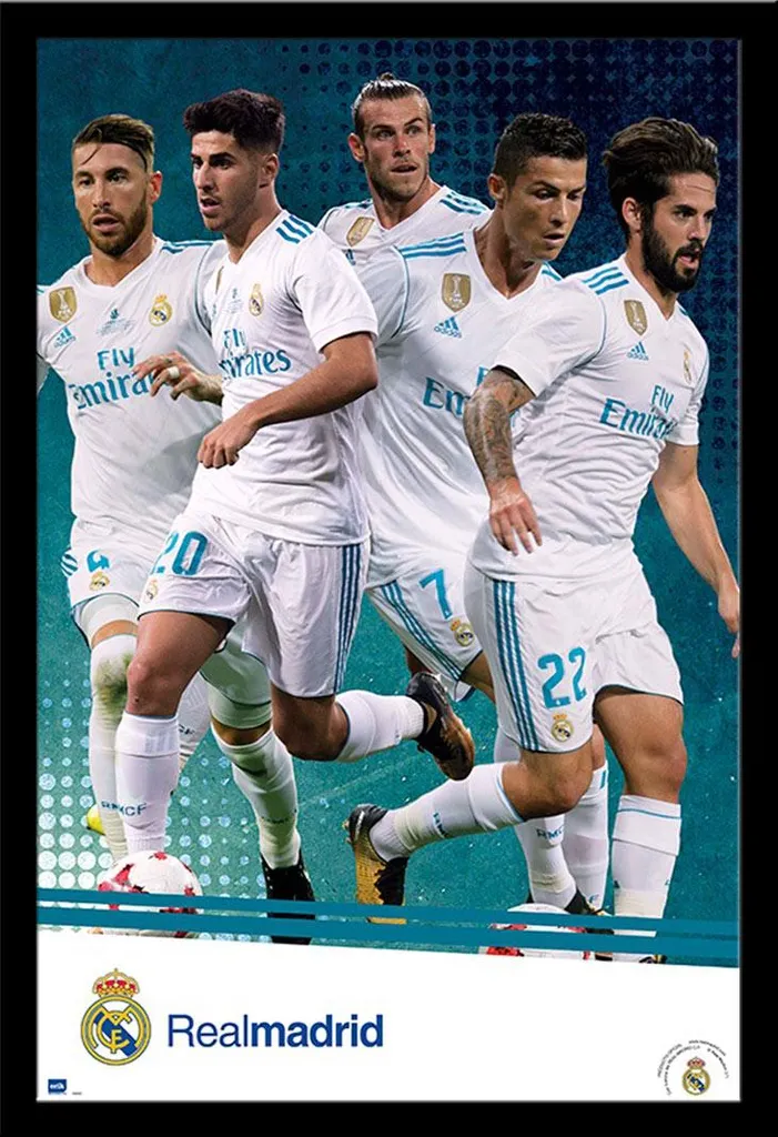 Décoration Chambre Foot : Poster Real Madrid 17/18 Encadré Shinsuke Noir