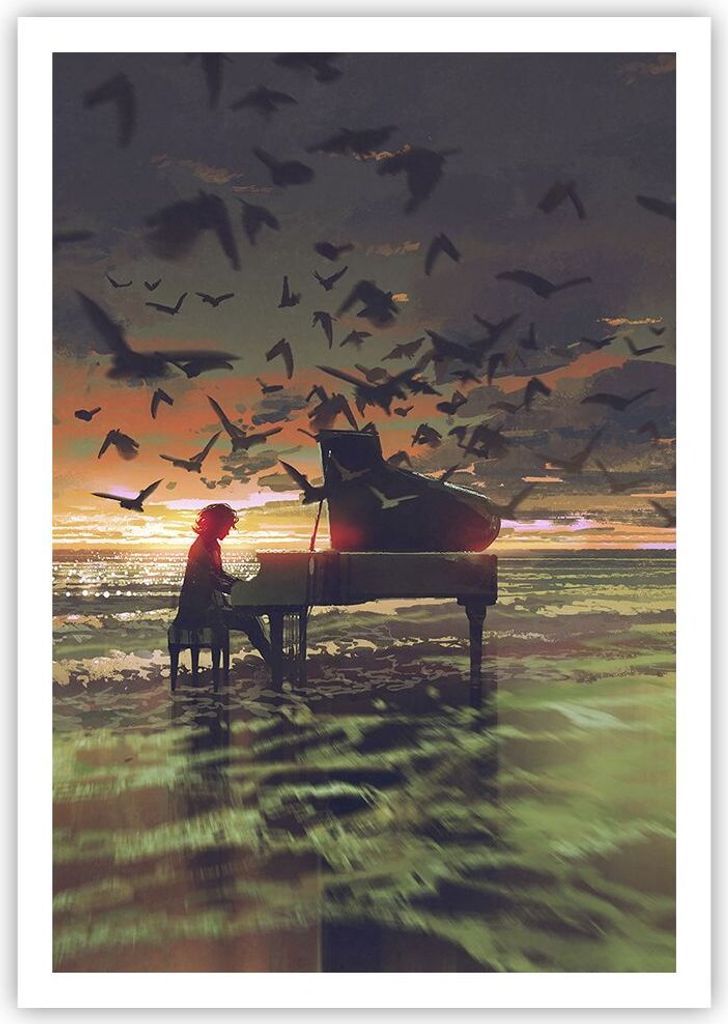 Poster - Poster ohne Rahmen - Klaviermusik - 70x100 cm - Wand Bild - Wanddeko - Wandbilder - Kunstposter - Wandposter - Bilder - Kunstdruck - Wandd...