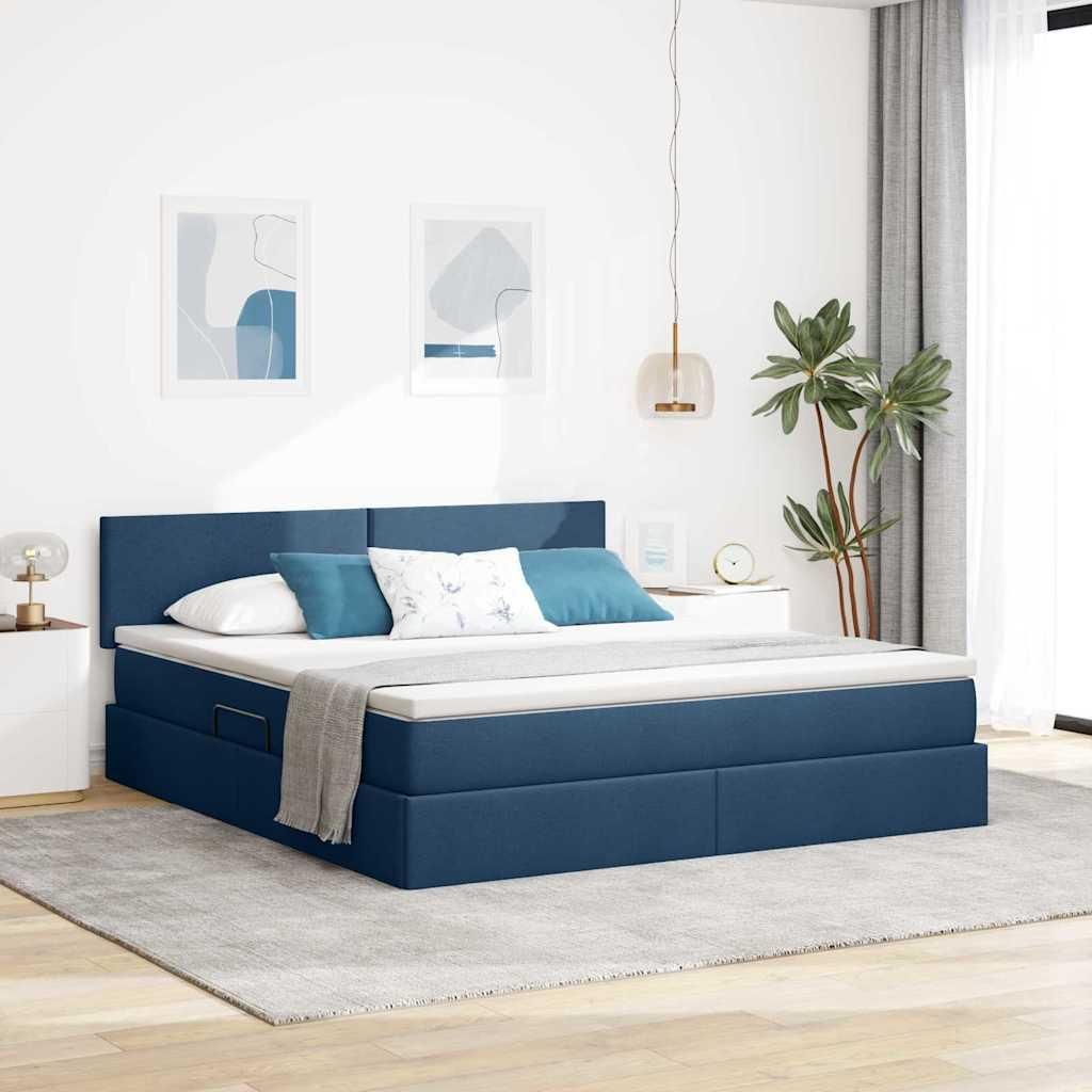 Maison Exclusive - Aufbewahrungsbett mit Matratze Blau 160 x 200 cm Holzwerkstoff