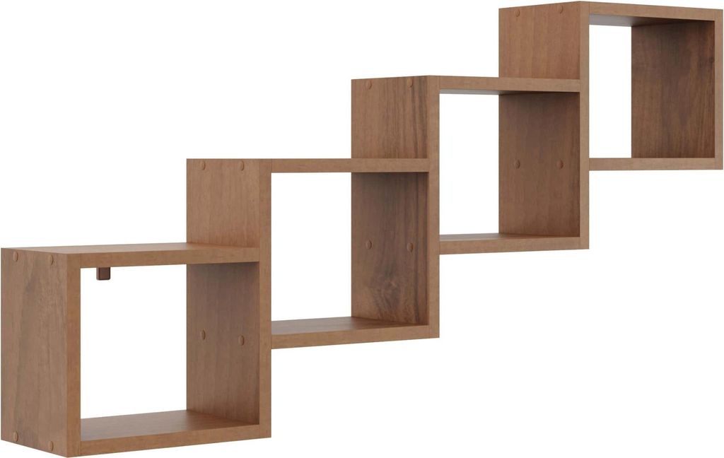 Wandregal für Dachschrägen in Nussbaum – modernes Bücherregal aus Möbelplatte im skandinavischen Stil, 109 cm breit