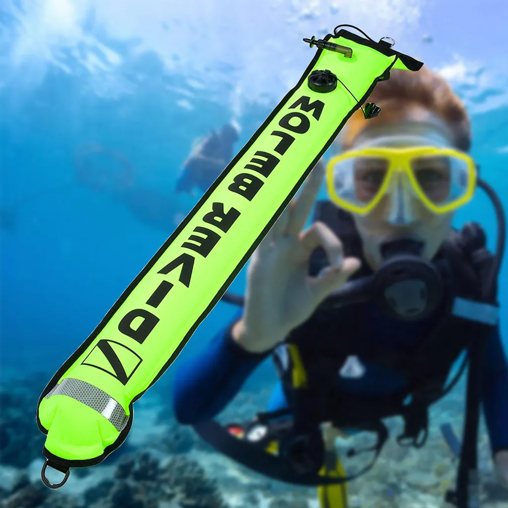 Bouée de Signalisation SMB Surface 120cm Jaune Fluorescent pour Plongée - 2