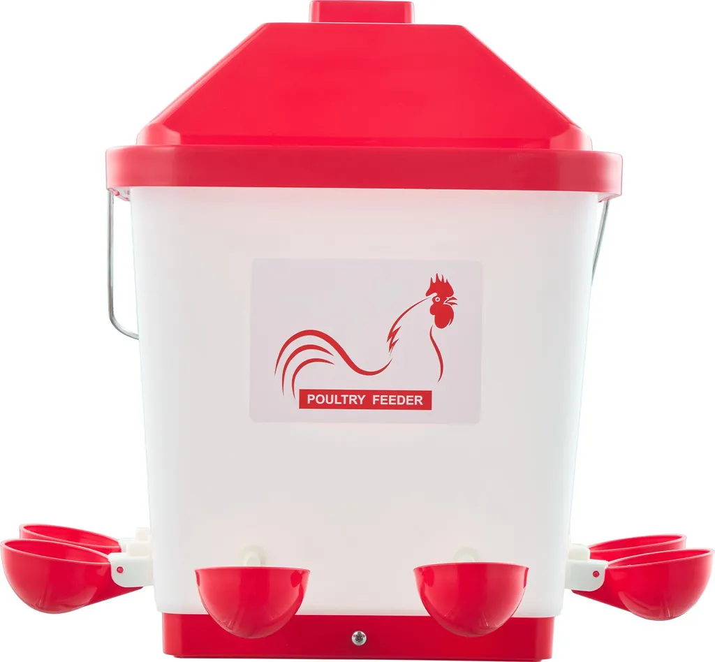 SucceBuy abbeveratoio per polli 19 L, abbeveratoio automatico per pollame con 6 ciotole per l'acqua, distributore d'acqua, sistema a gravità con maniglia e anello di tenuta, materiale robusto in PP, design a prova di perdite, adatto ai polli - 1
