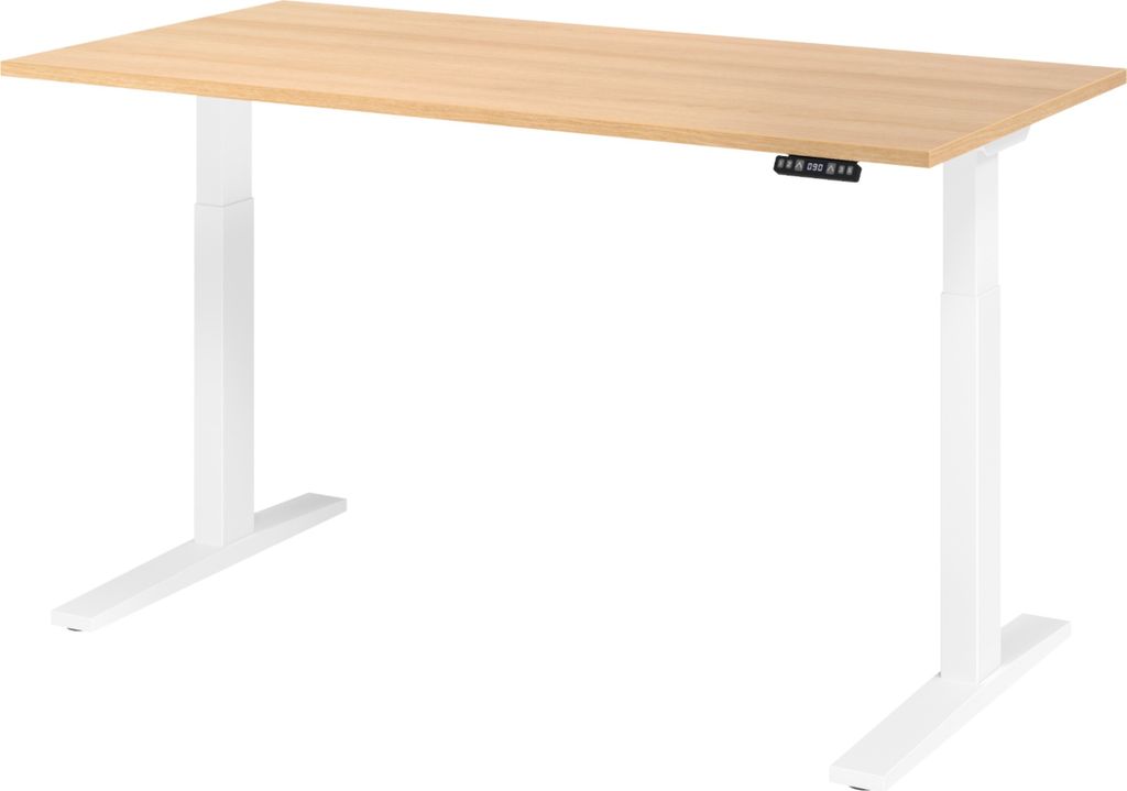 bümö Schreibtisch elektrisch XMKA - Größe: 160 x 80 cm, Gestell: Weiß, Nachbildung: Eiche