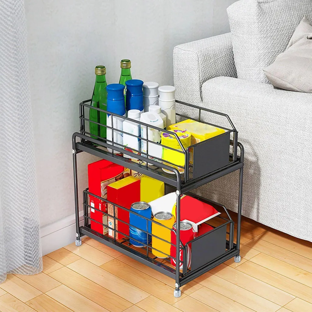 Rack à épices 2 niveaux noir : solution pour rangement cuisine encombrée - 5