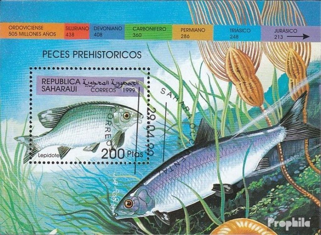 Briefmarken Sahara 1999 Mi Ausgabe der Exilregierung ohne Gültigkeit im int. Postverkehr Nr.94 gestempelt Fische