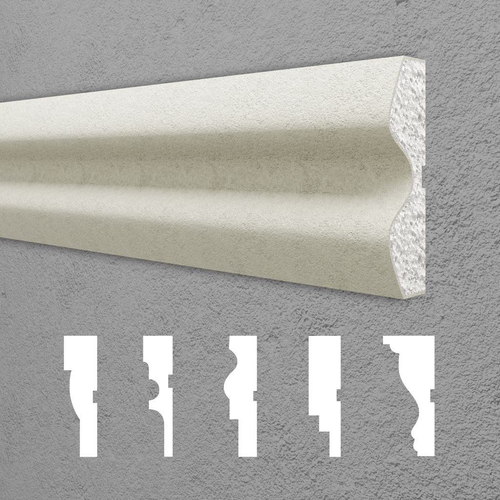 HEXIM Fassadenprofile Gesimsprofile Aussenfassade Fassadenstuck Fassadenelemente Fassade verkleiden Außenstuck - (DML-37, 45 x 150 mm, 2 Meter / 1...