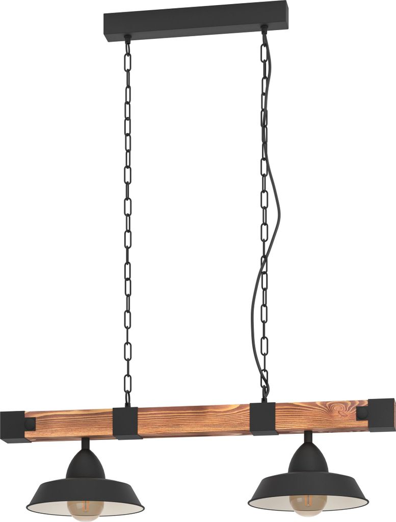 EGLO Hängelampe Oldbury, 2 flammige Vintage Pendelleuchte im Industrial Design, Pendellampe, E27, 86 cm,