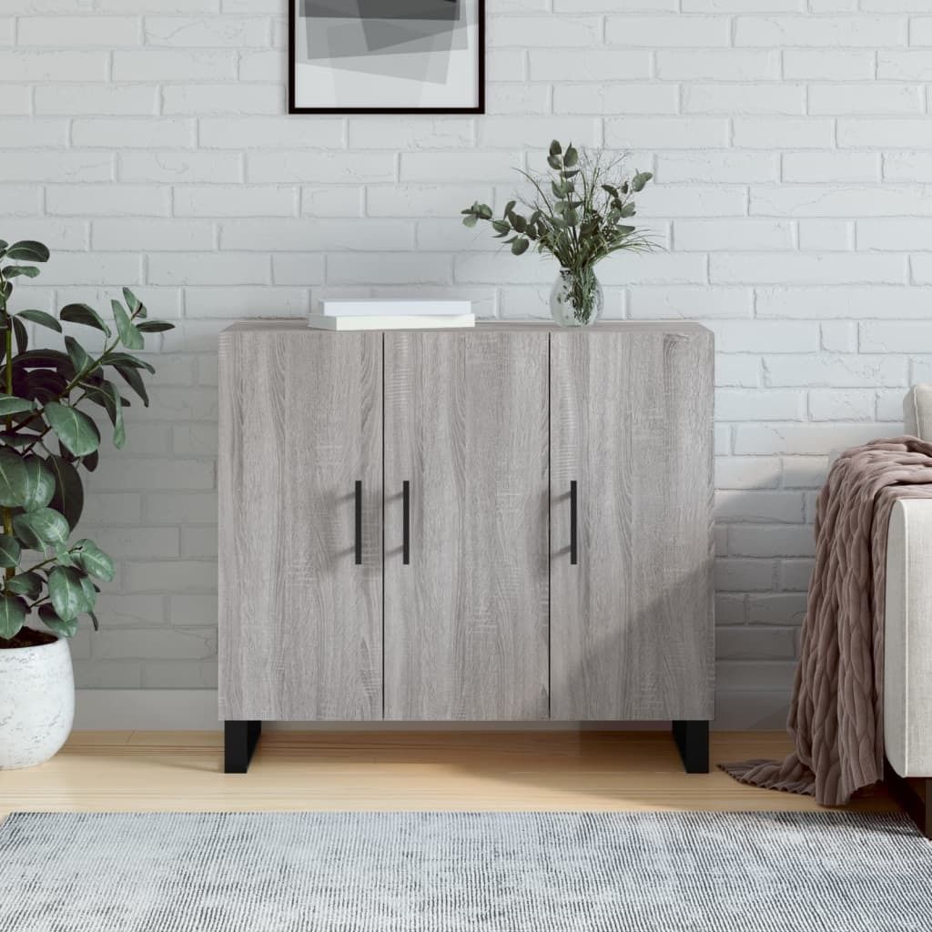 Möbel Sideboard Grau Sonoma 90x34x80 cm Holzwerkstoff - Kommoden 828138
