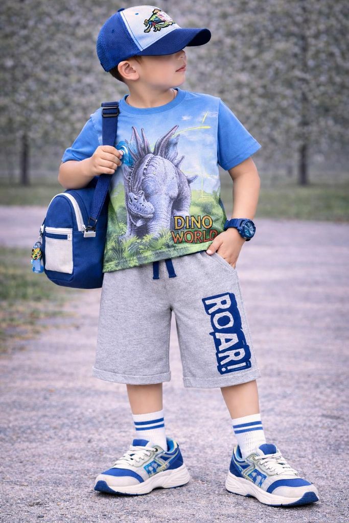 83667 Dino Welt Jungen Bermudas Grau Gr. 104 – Bequeme Kinder Shorts