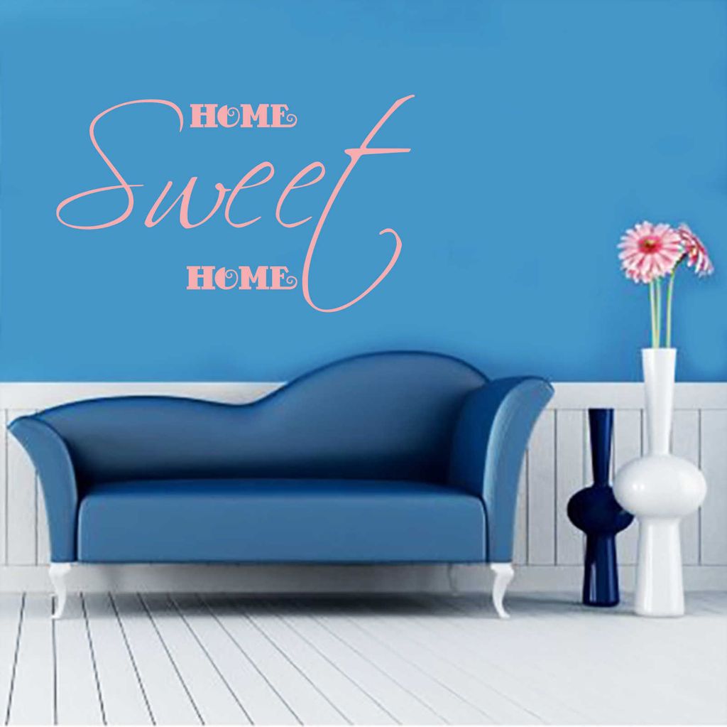 Wandtattoo - Wandaufkleber - Wandtattoo "Home Sweet Home" - 60cm x 36cm hellrosa - Dekoration Küche Wohnzimmer Wand