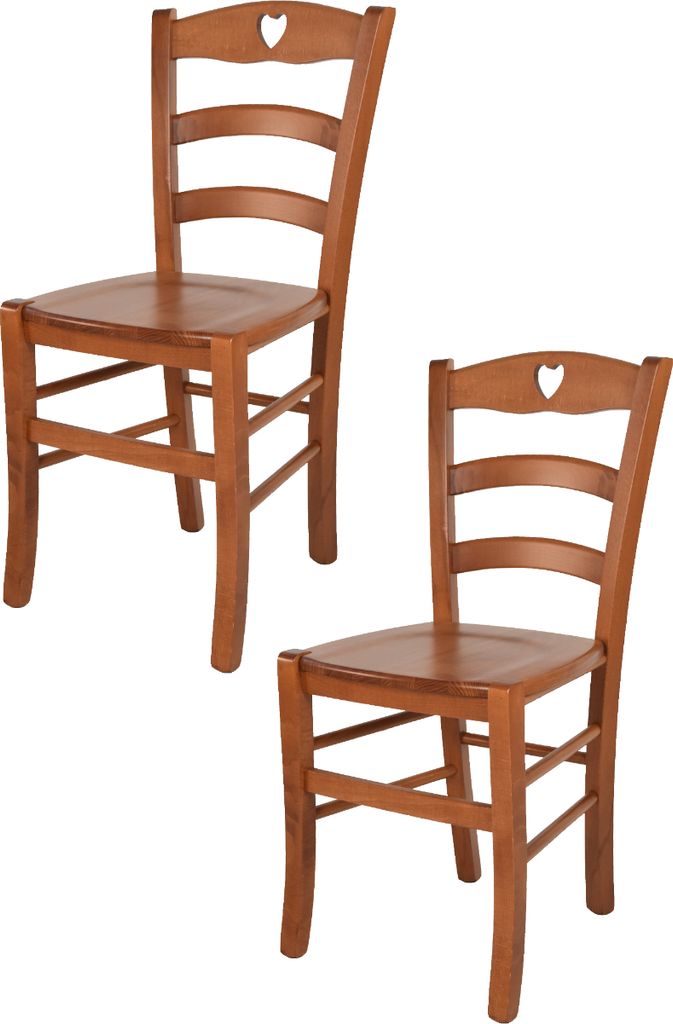 t m c s Tommychairs - 2er Set Stühle CUORE für Küche und Esszimmer, robuste Struktur aus Buchenholz in der Farbe Kirschholz lackiert und Sitzfl...