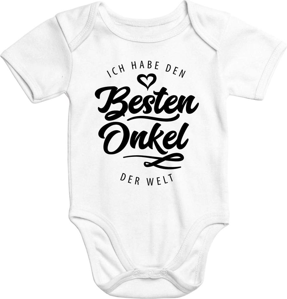 Kurzarm Baby Body Ich habe den besten Onkel der Welt Spruch Geschenk Baumwolle Moonworks weiß 3-6 Monate
