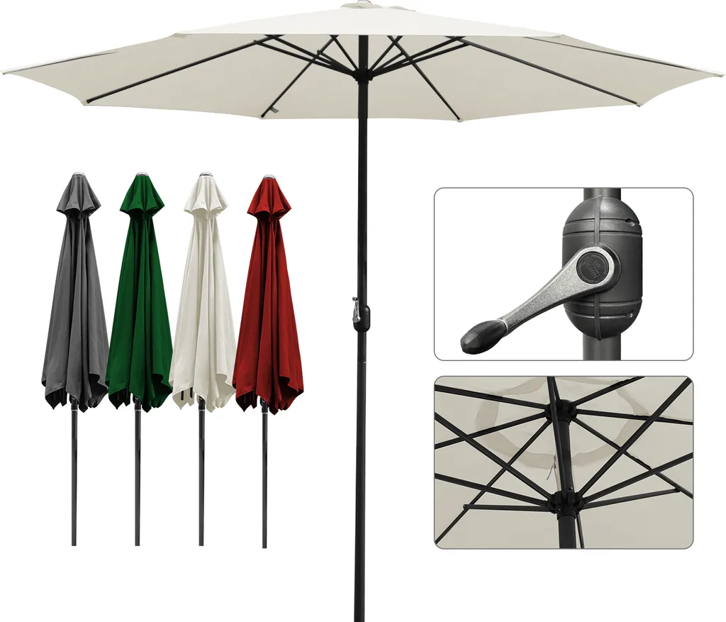 Bettizia Ombrellone da Giardino Ø3,5m Beige UV40+ Solar LED