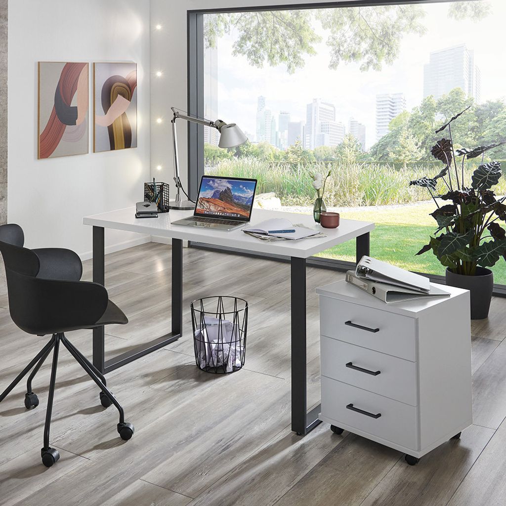 Büromöbel Set 2-teilig HILLSTON-43 mit 159cm Schreibtisch in weiß