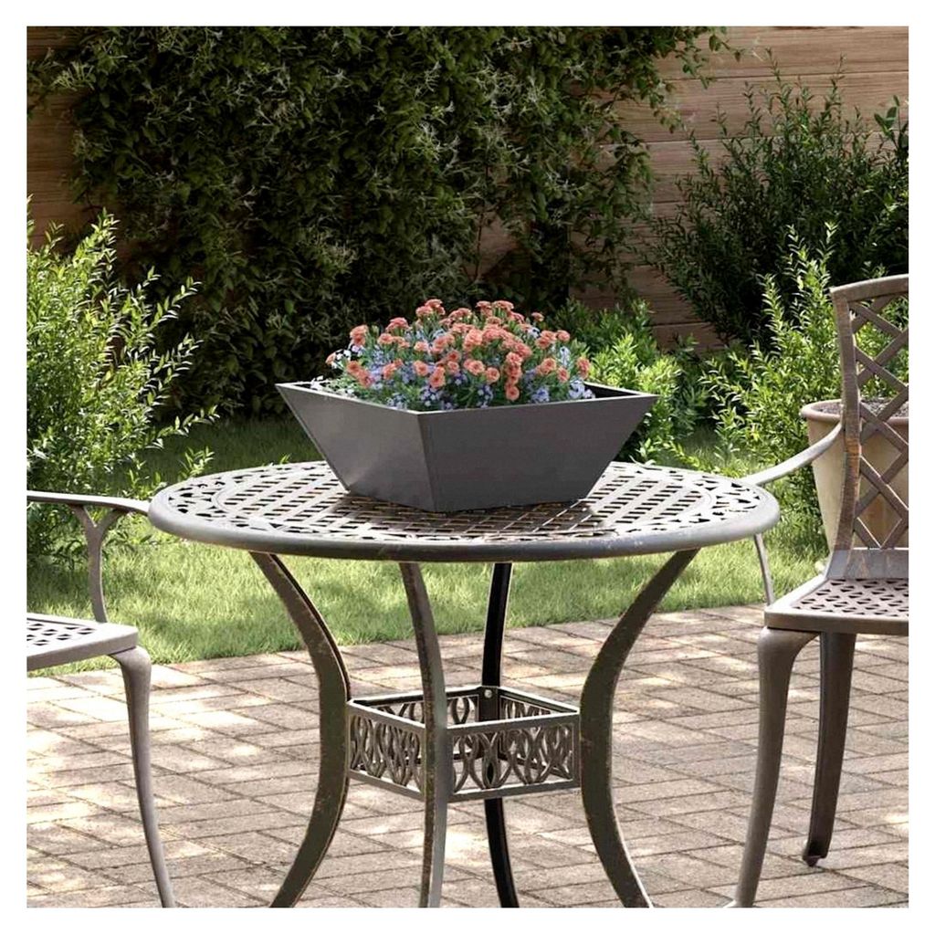 Pflanztopf für den Garten, Schwarz, 40 x 40 x 15 cm, kaltgewalzter Stahl, Blumenkasten, Hochbeet, Pflanzkübel für Blumen, Sukkulenten, Terrasse,...