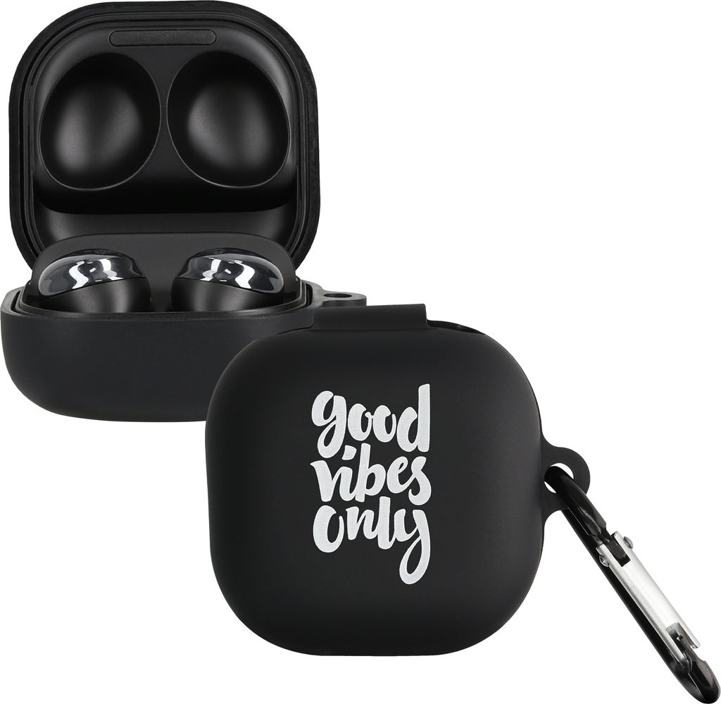 kwmobile Hülle kompatibel mit Samsung Galaxy Buds 2 Pro / Buds 2 / Buds Live Hülle - Silikon Kopfhörer Schutzhülle Case Cover Weiß Schwarz