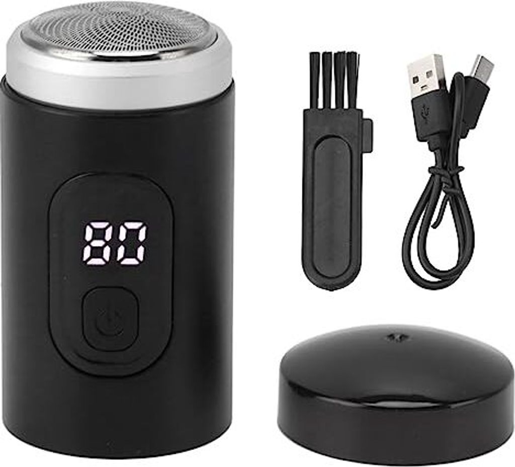 Topincn Electric Bart Trimmer, tragbare Aluminium -Rasierer Männer, wiederaufladbar, waschbarer USB -kleiner Größe, Schwarz, schwarz