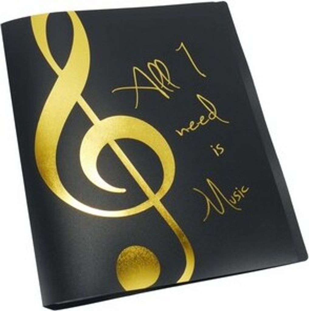 Mappe All I need is Music golden A4 mit 20 Prospekthüllen
