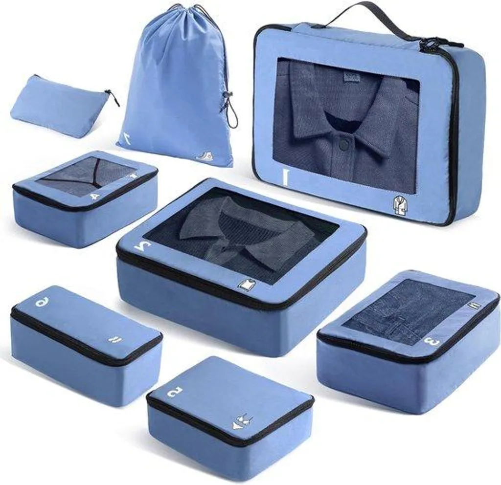 Boîtes de voyage bleues x8 en plastique rigide avec couvercle vissé