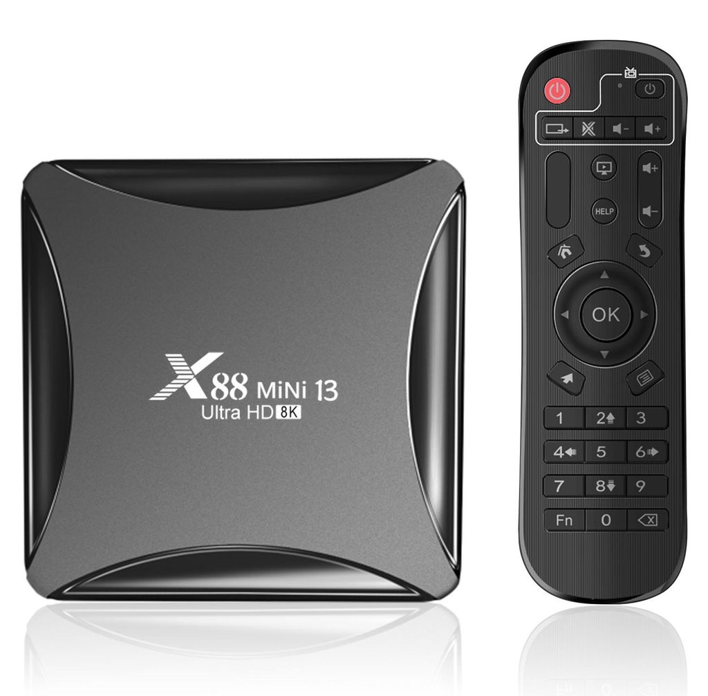 X88 MiNi 13 Android 13.0 Smart TV Box RK3528 Quad-Core 4K Media Player H.265 VP9 8K Dekodierung 2,4G/5G Dualband WiFi BT 4GB+32GB mit Fernbedienung