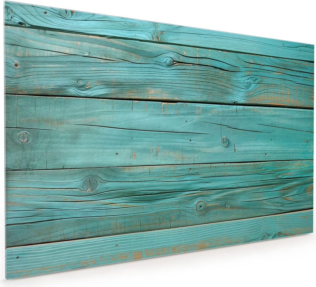 Küchenrückwand Spritzschutz Glas mit Motiv Holzplanken Türkis 40 x 40 cm
