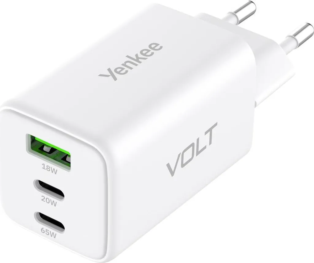 Chargeur USB-C pour PC Portable et Smartphone Yenkee 65W Volt Blanc