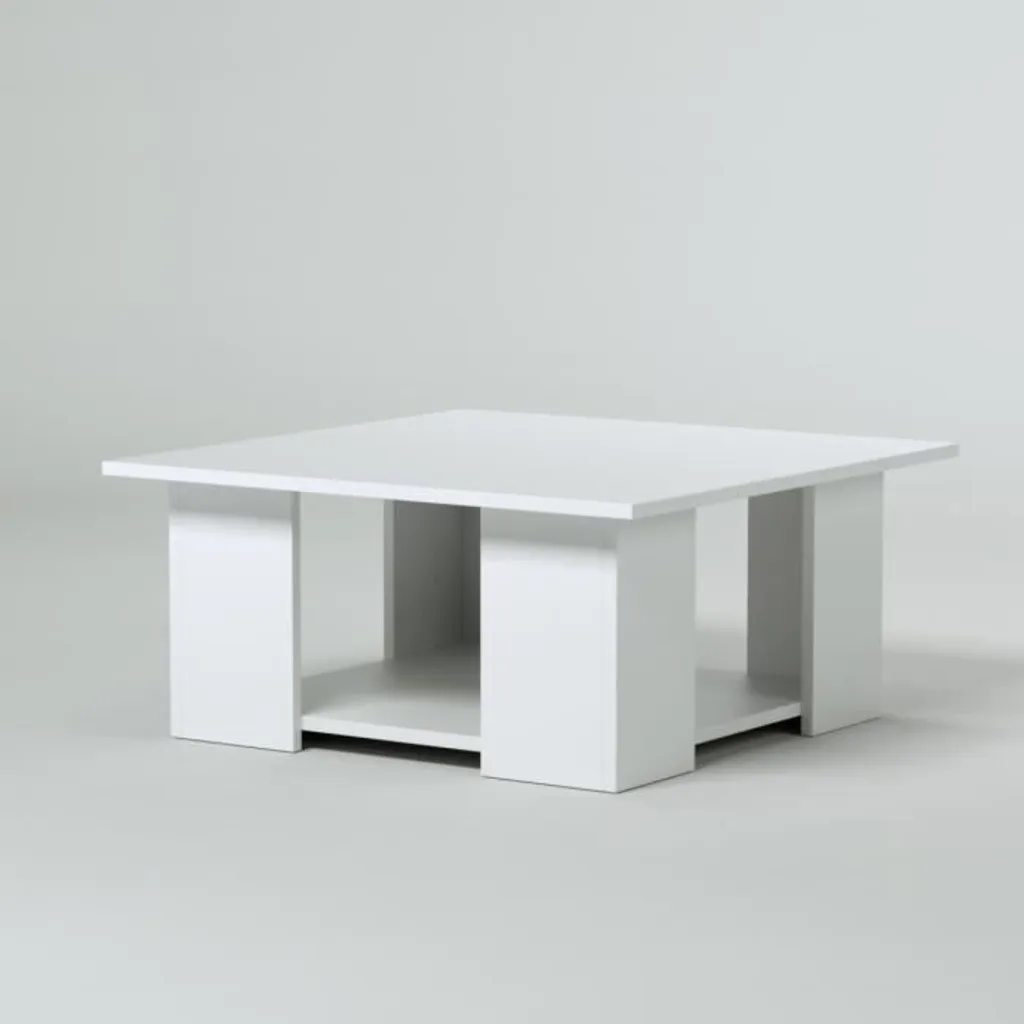 Table basse blanche en mélamine robuste LIME au format carré 67 cm - 3