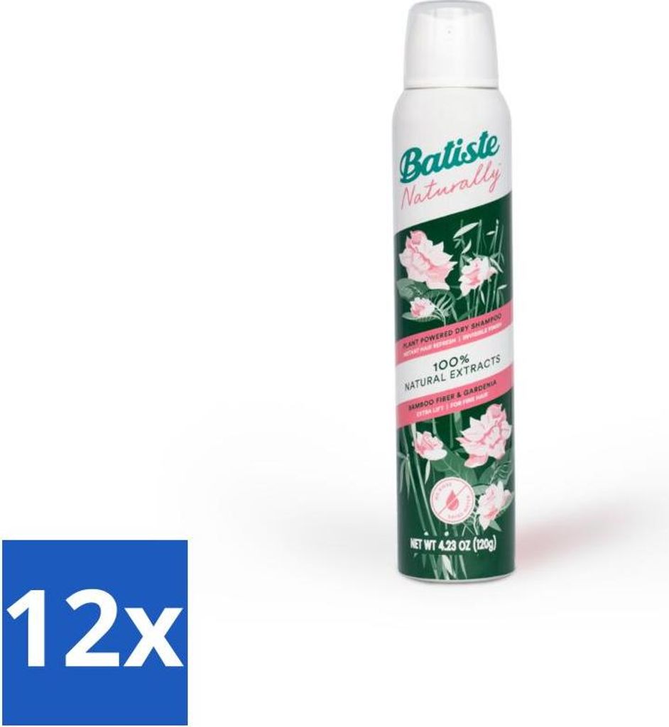 Batiste – Natürlich Bambusfaser & Gardenie – Trockenshampoo – Stärkt und erfrischt – 100 % natürlich – 200 ml - Vorteilspack - 12 Stücke