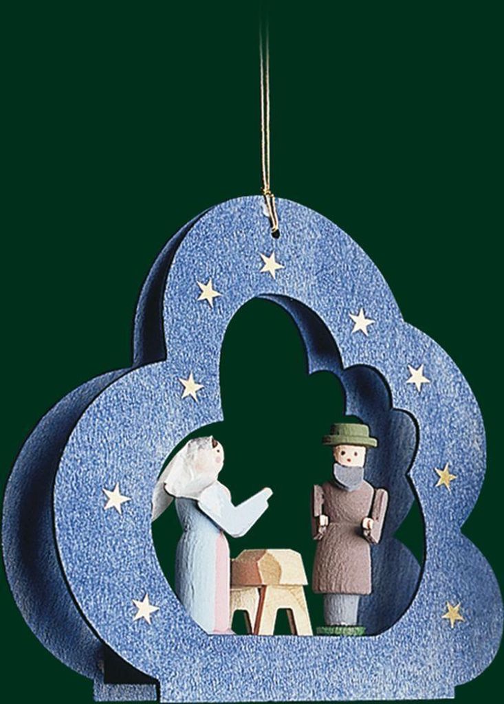 Christbaumschmuck Wolke mit Heiliger Familie Höhe= 9cm NEU
