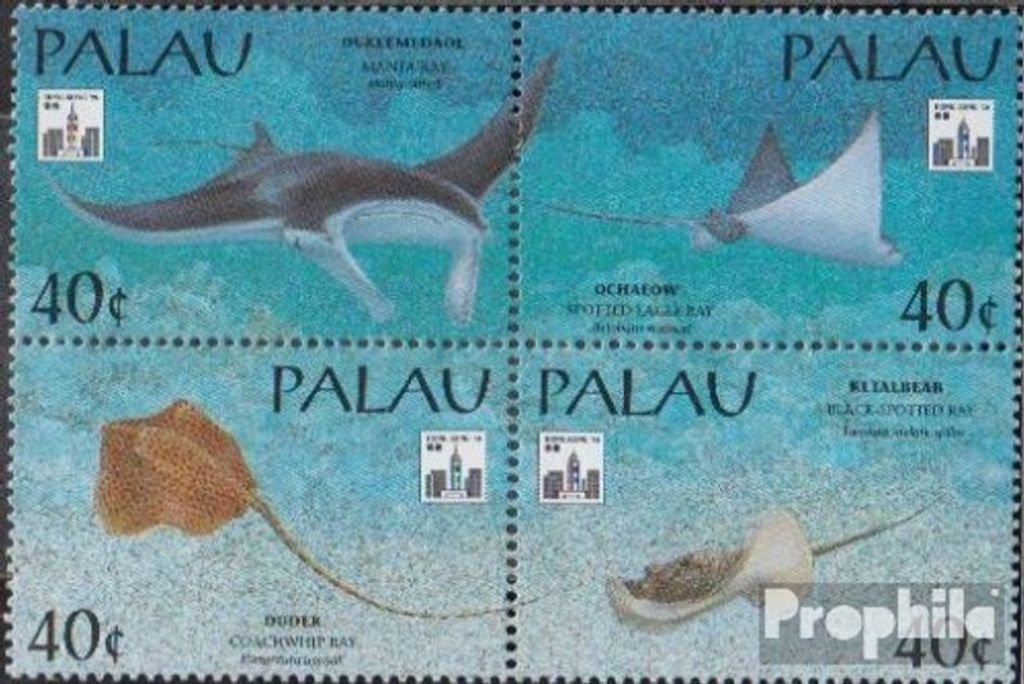 Briefmarken Palau-Inseln 1994 Mi 686-689 Viererblock (kompl.Ausg.) postfrisch Rochen