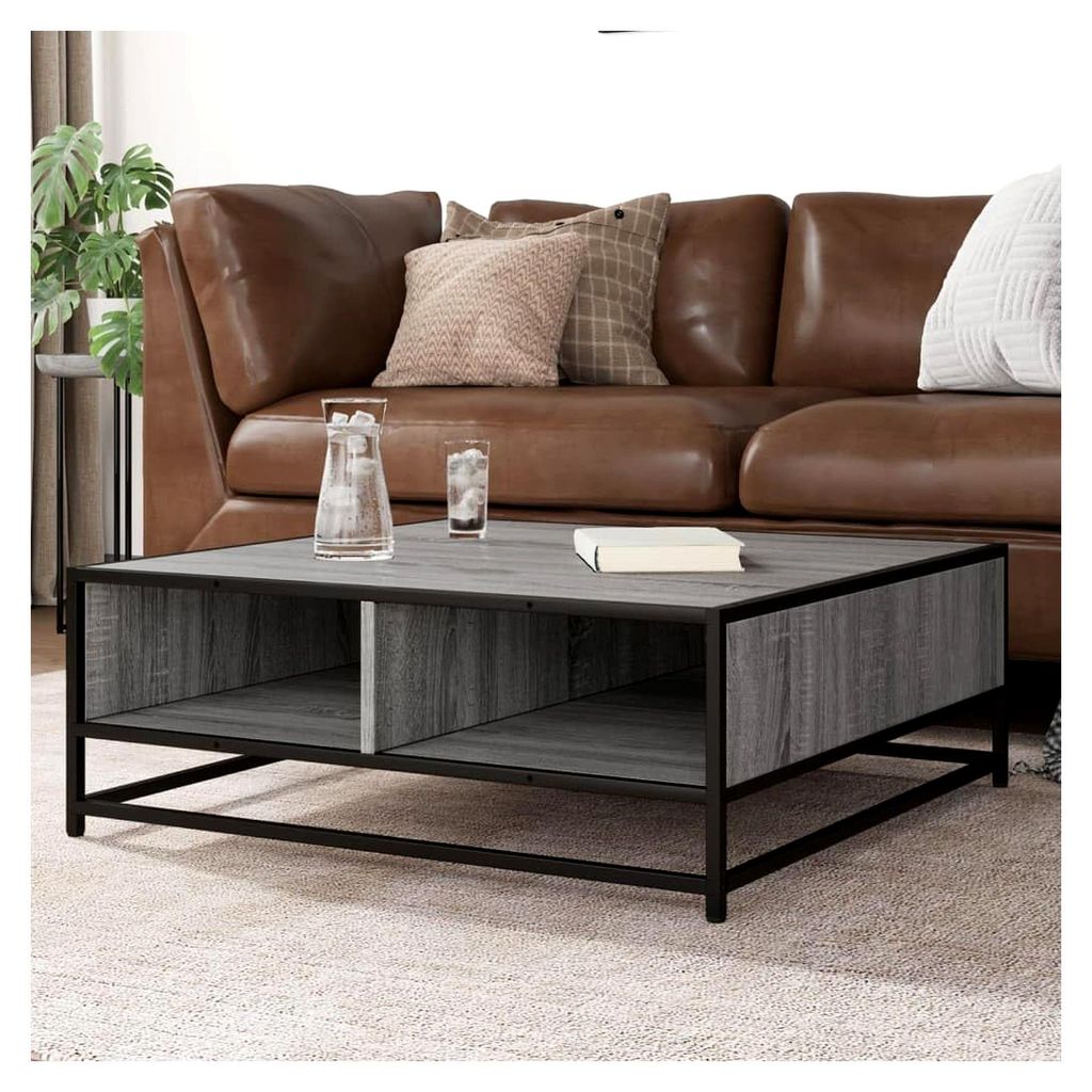 Couchtisch Grau Sonoma 80x80x30cm Holzwerkstoff und Metall