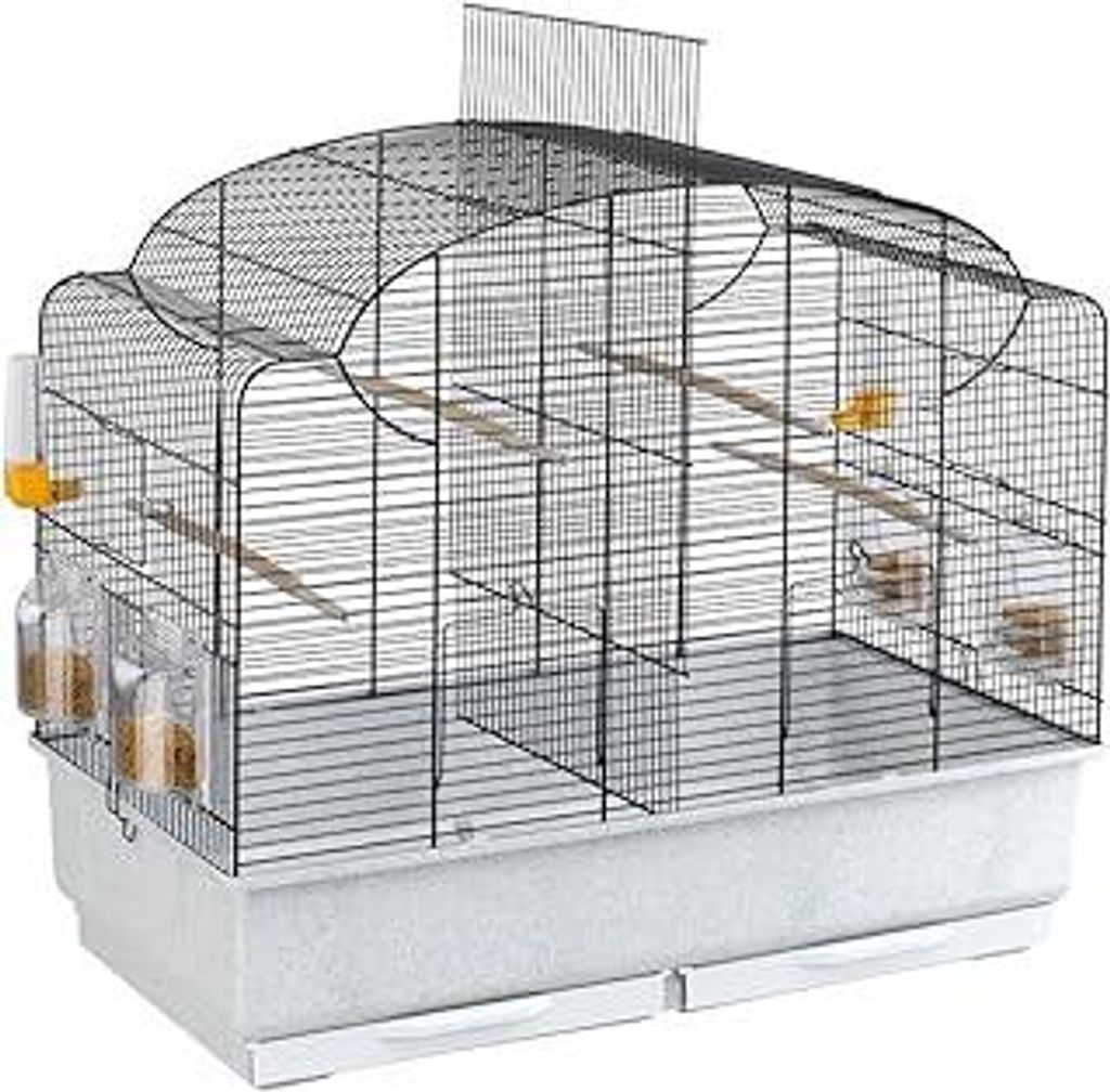 Ferplast Vogelkäfig Wellensittich Käfig Exotenkäfig, inkl. Vogelspielzeug, Vogel-Futternapf, Vogel-Sitzstangen, Geeignet Brutperiode mit Trennwa...