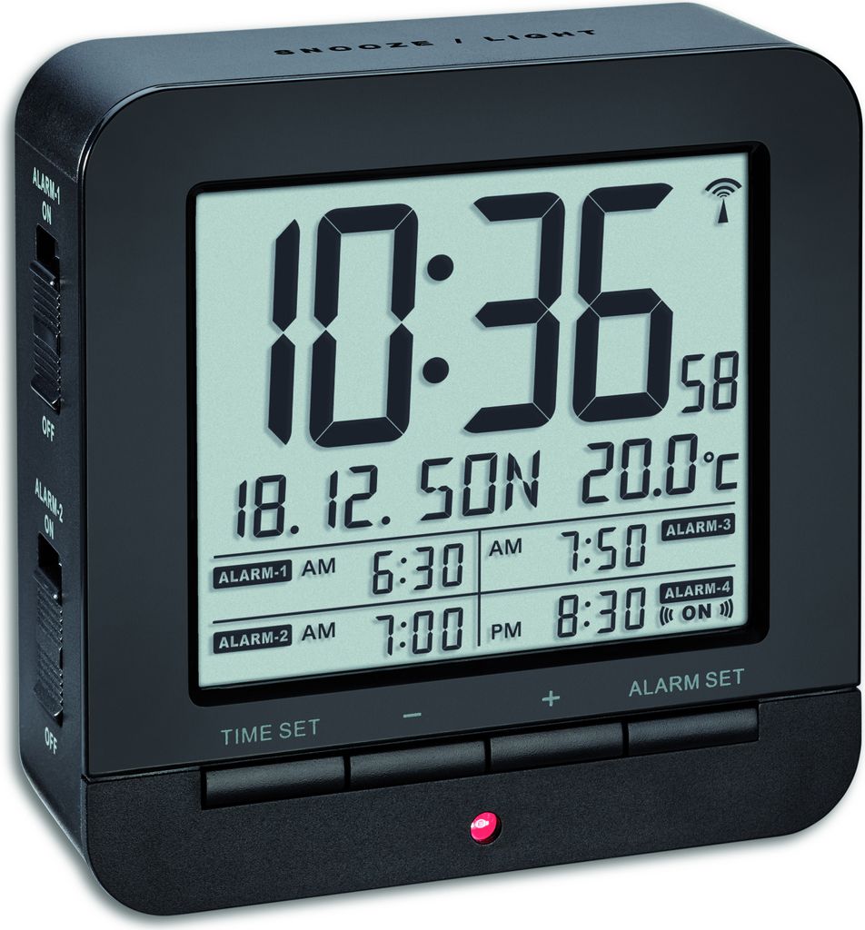 Digitaler Funkwecker mit Temperatur und 4 Weckzeiten Produktbild 