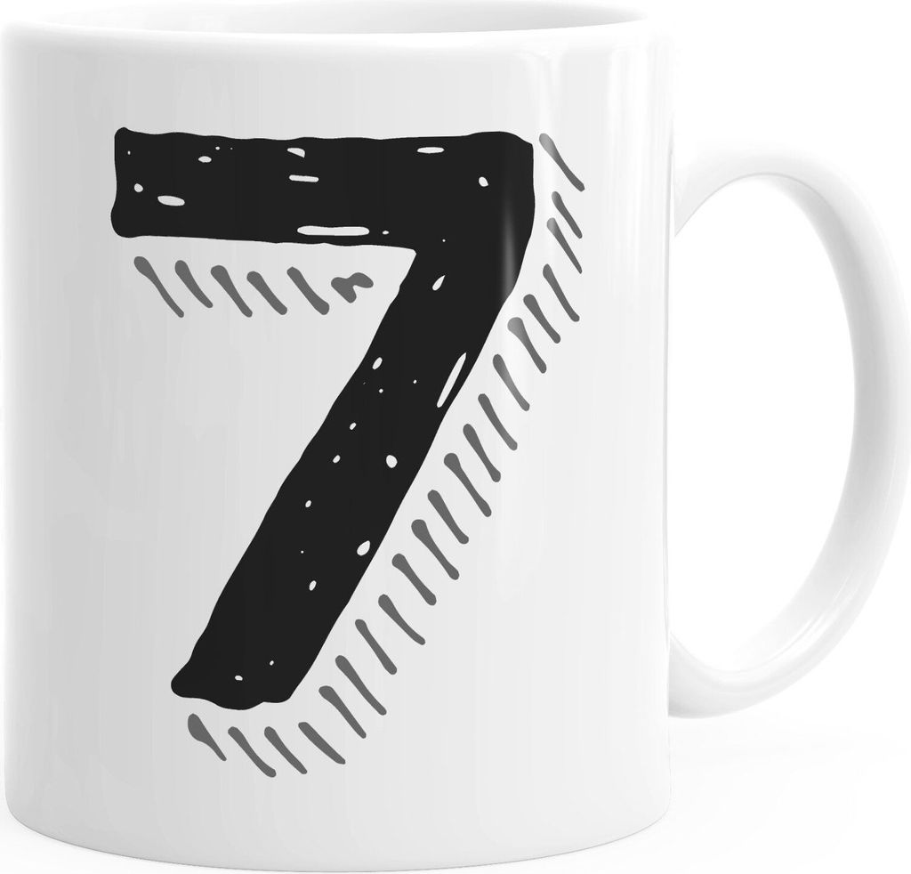 Kaffee-Tasse Buchstaben Buchstabe glänzend Kaffeetasse Teetasse Keramiktasse MoonWorks 7 weiß unisize