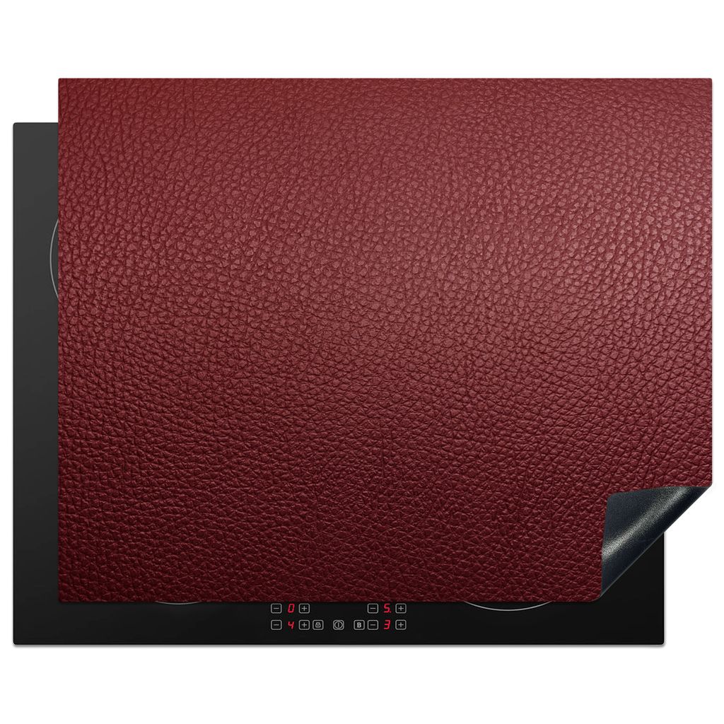 KitchenYeah Herdabdeckplatte Leder - Lederoptik - Rot - Leicht , 65x52cm, Küche Deko, Glaskeramikkochfeld Herdabdeckung, Abdeckplatte fùr Kochfeld