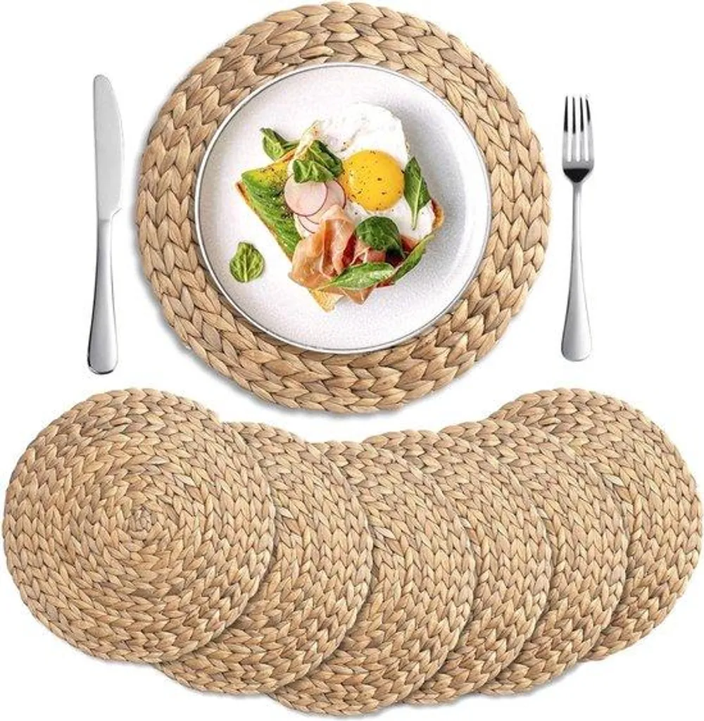 Sets de table 30cm en Jacinthe d'eau tressée - Bohème lot de 6
