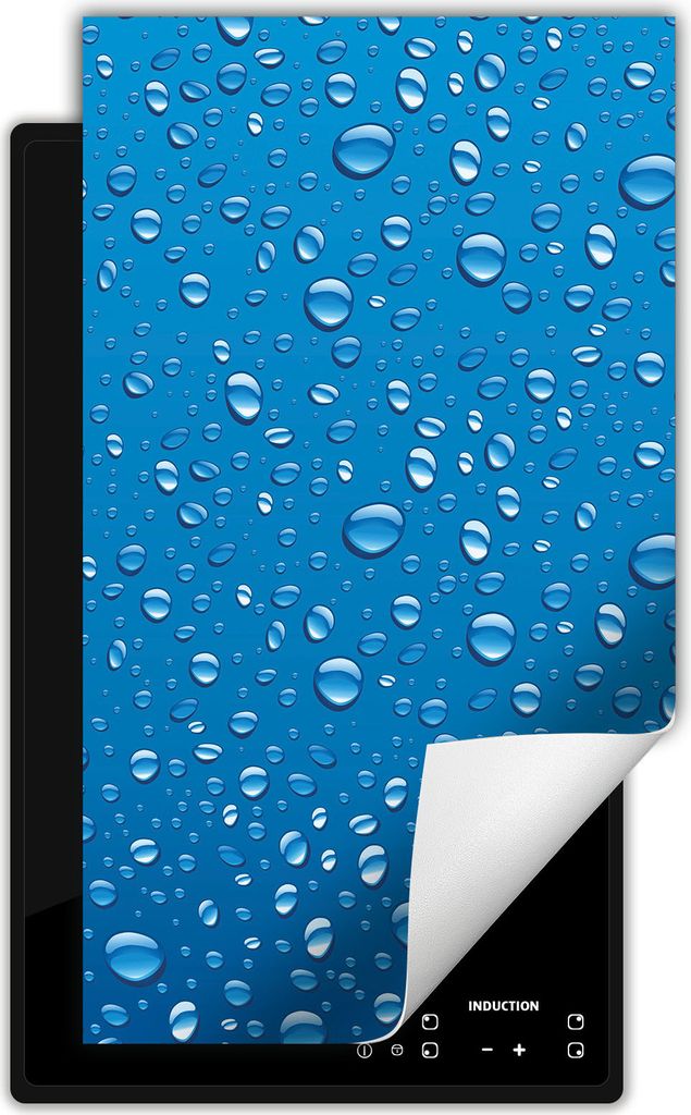 DarHaus Herdabdeckplatte 1 teilig 30x52 cm Anti Rutsch Matte Aufrollbar, blaue - Tropfen