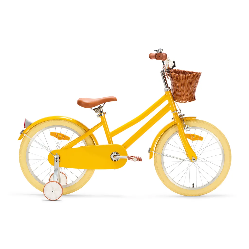 Vélo enfant 18 pouces jaune idéal pour apprendre à rouler sans roulettes