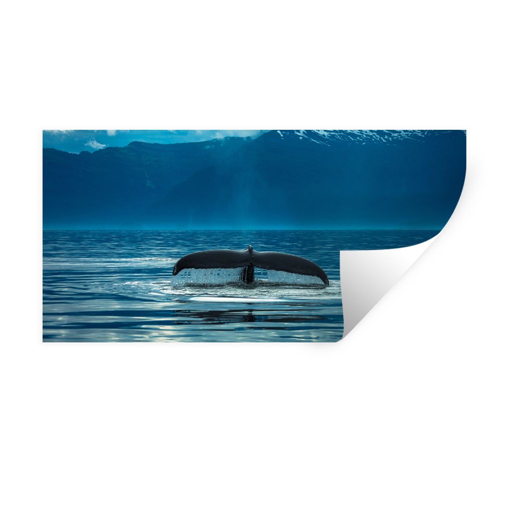MuchoWow Wandtattoo Wandsticker Wandaufkleber Schwanz eines großen Buckelwals 80x40 cm Selbstklebend und Repositionierbar - Aufkleber