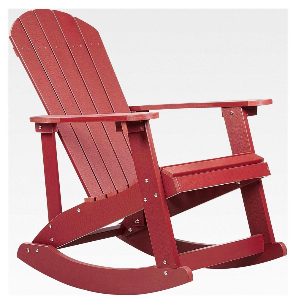 Moderner Garten-Schaukelstuhl in Rot mit breiten Armlehnen