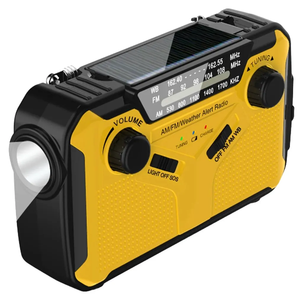 Radio d'urgence Solaire 3000mAh avec Manivelle et Lampe LED Puissante