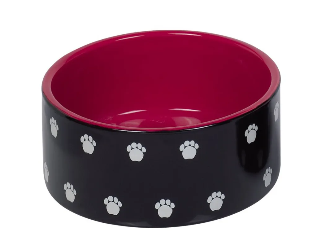 Gamelle Nobby Pata en céramique noire et rouge - Ø 18 x 7 cm pour chien
