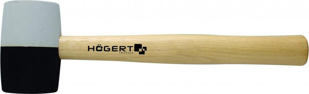 Högert Technik - Hammer mit Kunststoffkappen - Gummihammer 450 g mit Holzgriff - Hammer aus Gummi mit Holzstiel für Steinmetz-, Fliesen, Pflaster...