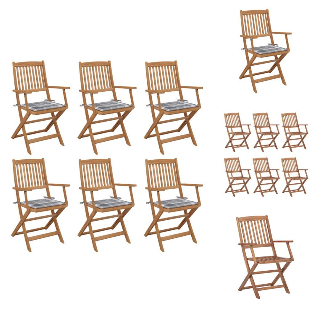 vidaXL Klappbare Gartenstühle 6 Stk. mit Kissen Massivholz Akazie - Gartenstühle