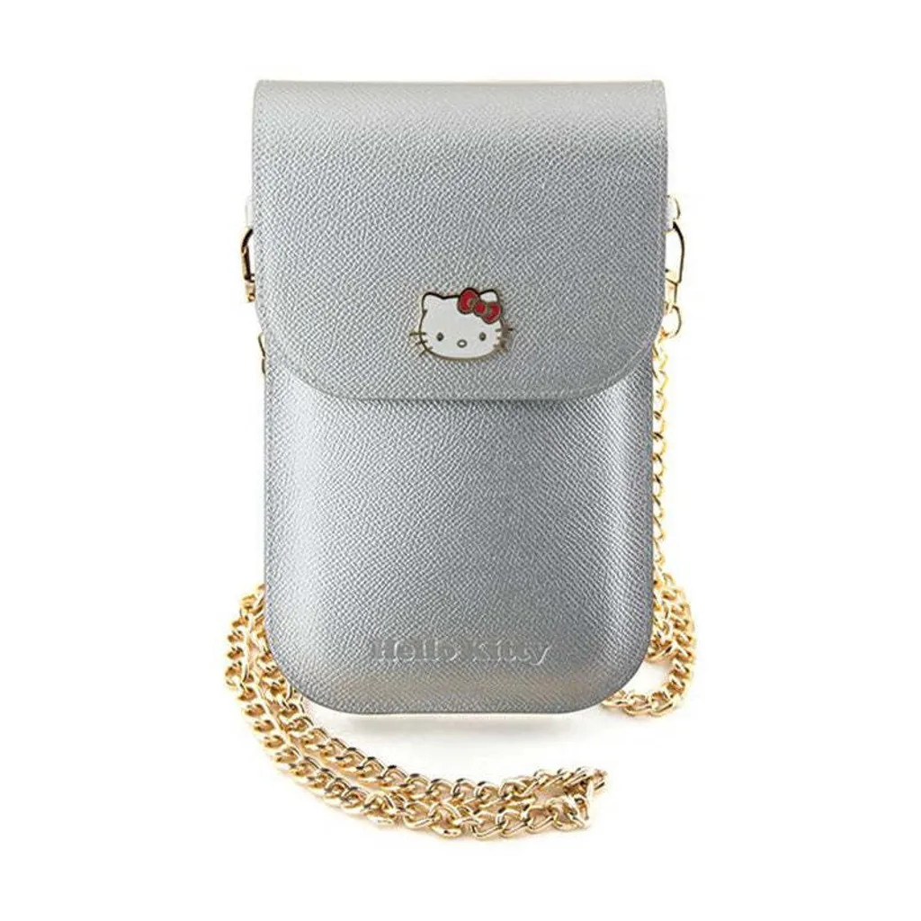 Hello Kitty Borsa Smartphone Argento HKOWBPGHDLMS Pelle e Metallo
