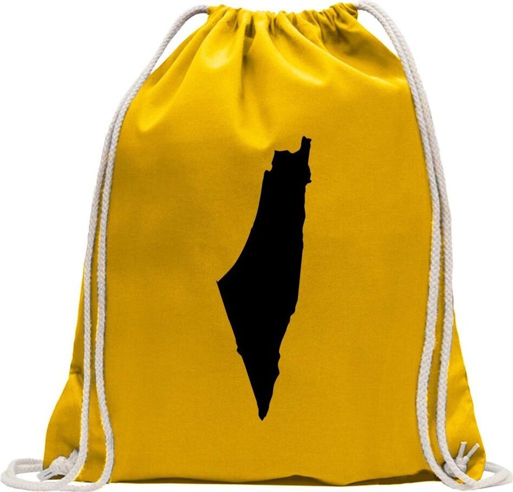 Kiwistar - Turnbeutel - gelb - Palästina Umriss Kontur - Fun Rucksack Sport Beutel Gymsack Baumwolle mit Ziehgurt