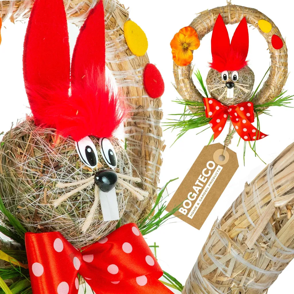 Couronne de porte de Pâques naturelle : Suspension artisanale 25 cm
