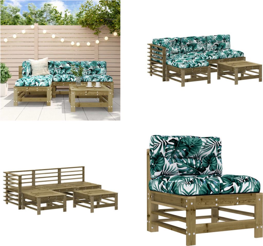 vidaXL 5 tlg. Garten Lounge Set mit Kissen Imprägniertes Kiefernholz - Garten Lounge Set - Garten Lounge Sets - Lounge Set - Outdoor Lounge Set