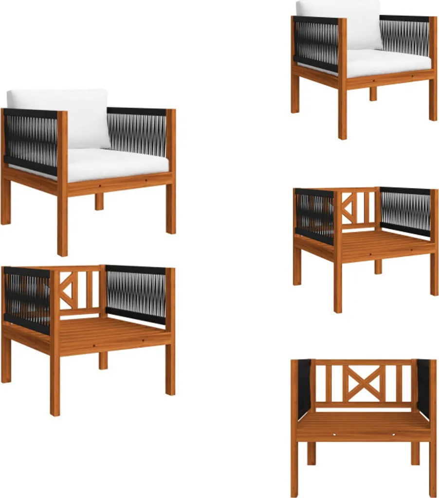 Fauteuil de jardin modulable en bois d'acacia avec coussin épais inclus
