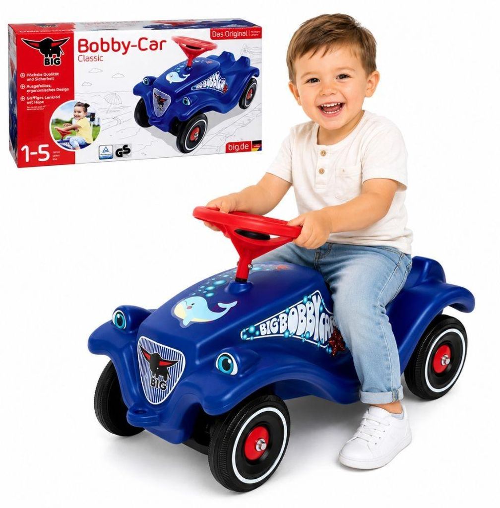 Big Classic Bobby Car Ride-on avec dessin de dauphin Image du produit 